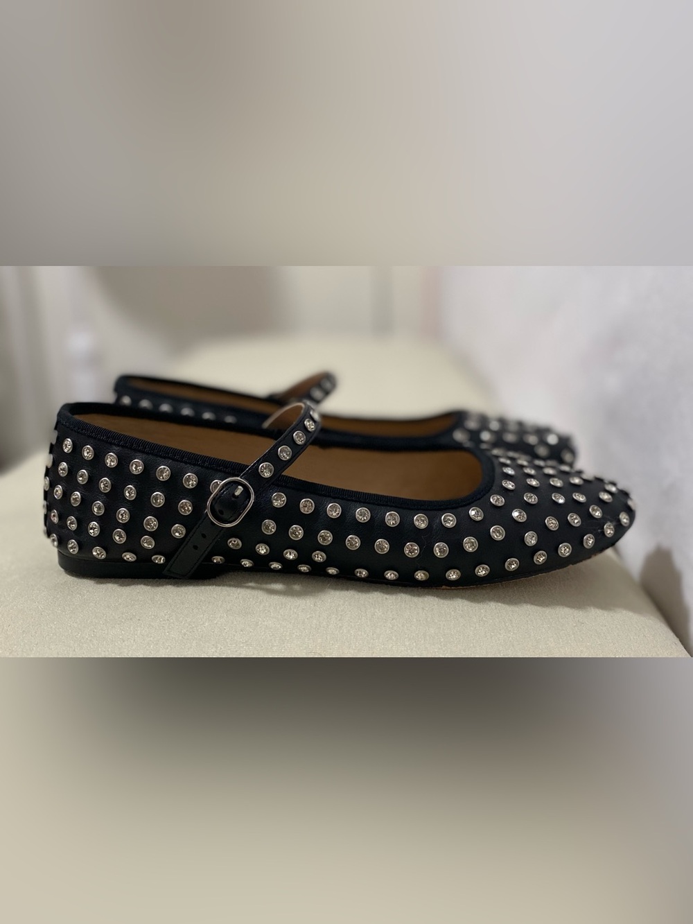 Steve Madden Black Studded Mary Jane Flats